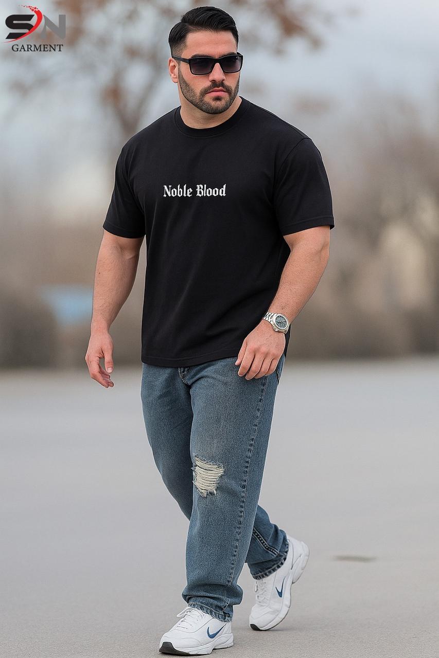 Men Drop Shoulder Black Nobel Blood Tshirt For Men