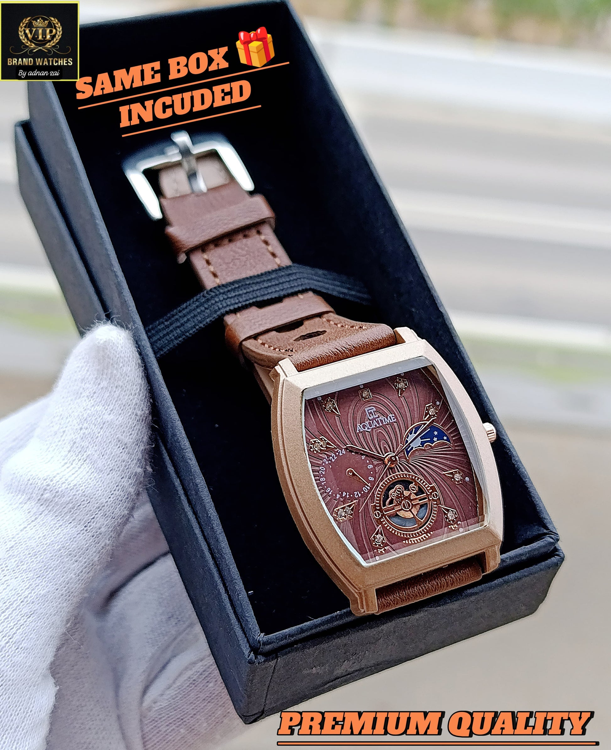 AQUA GAINT Brown SKELITON Watch For Men