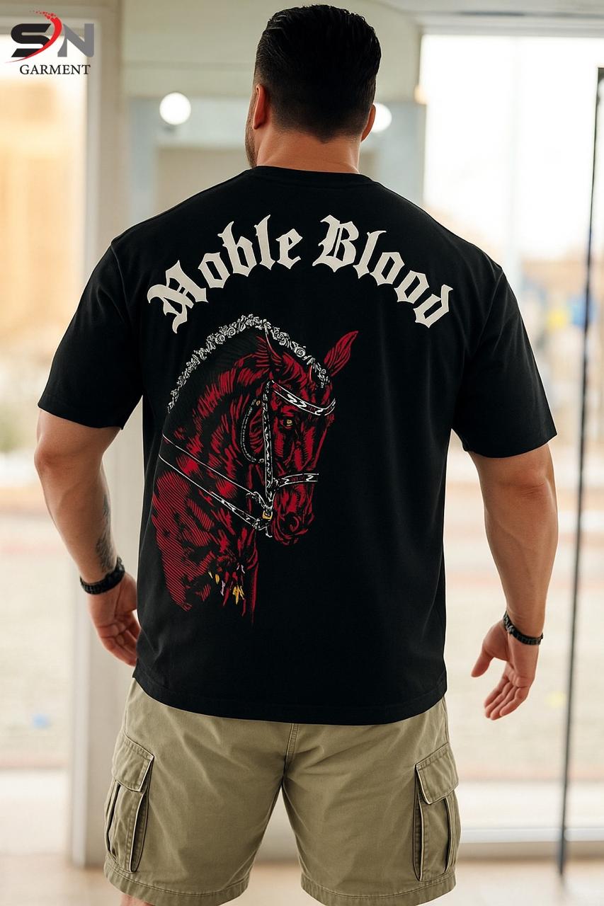 Men Drop Shoulder Black Nobel Blood Tshirt For Men