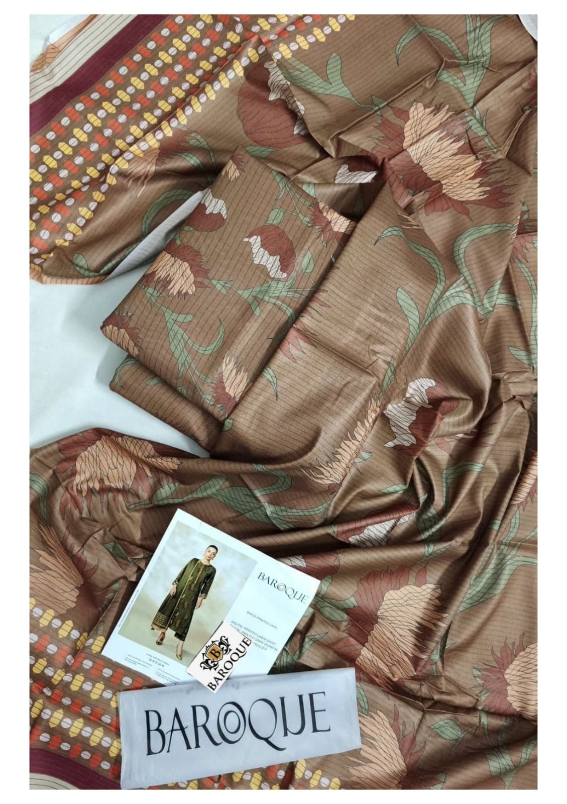 BAROQUE Unstitched 3 Piece Suit For Women BQ-4