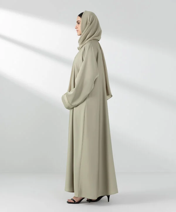Embroidered Button Through Abaya Set