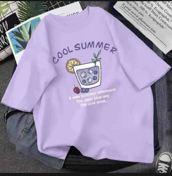 Purple Round Neck Half Sleeves Cool T-shirt For Women