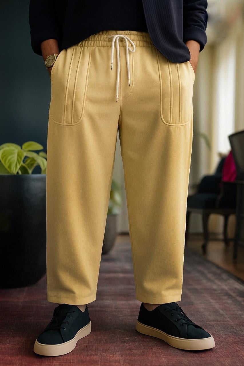 Men Baggy Beige Trouser