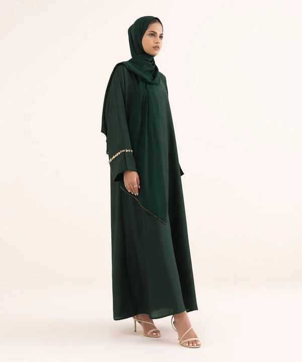 Green Hand Embellished Abaya Set