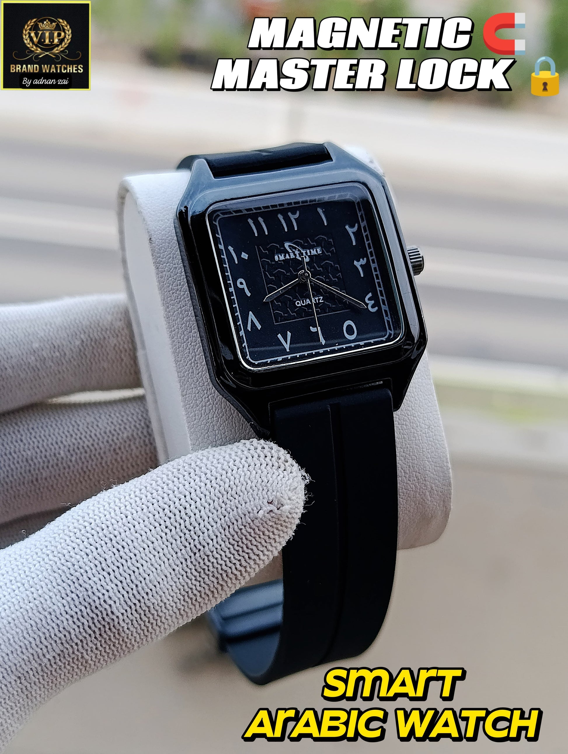 Premium Smart Arabic Gents Watch Magnetic Lock