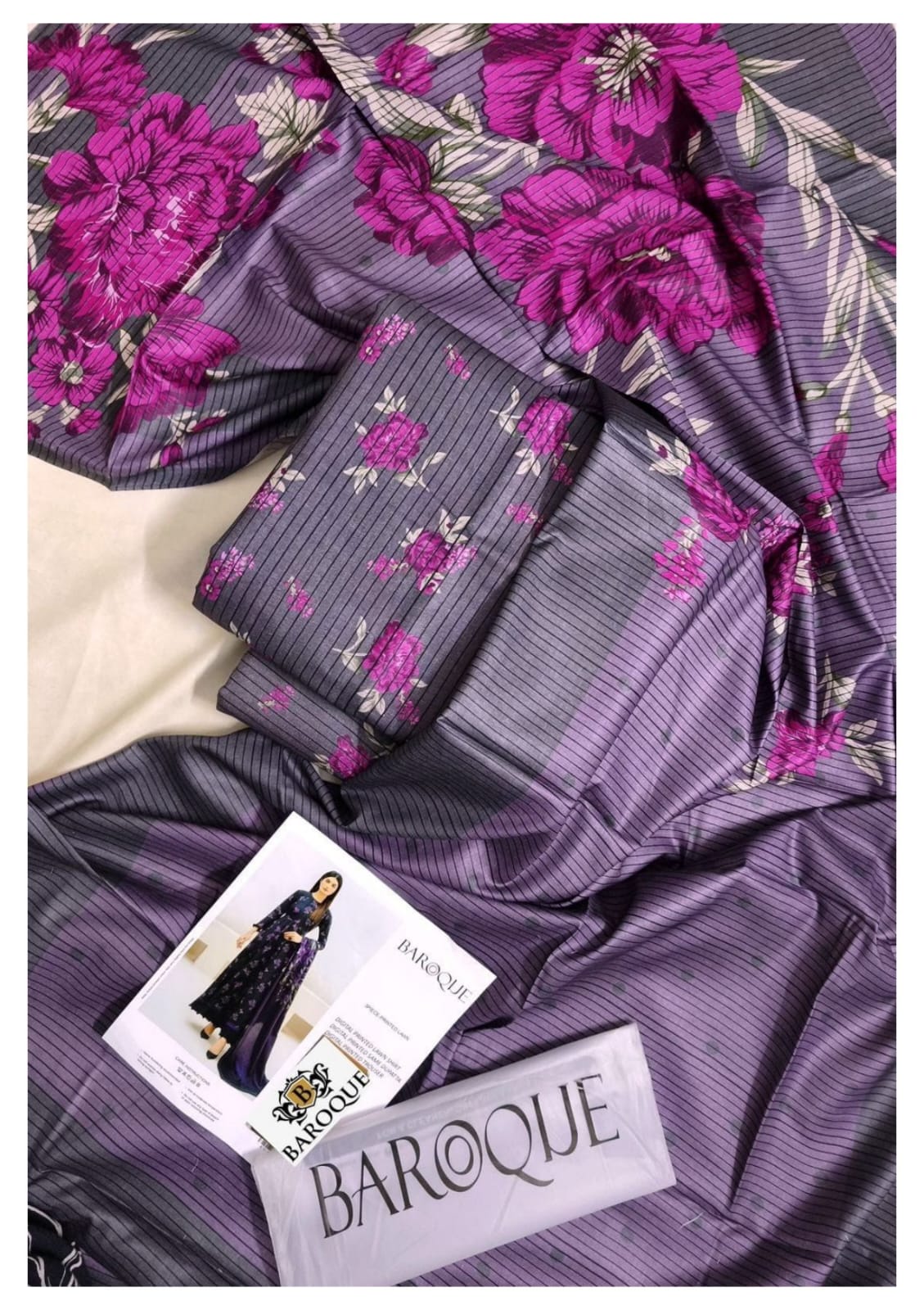 BAROQUE Unstitched 3 Piece Suit For Women BQ-7