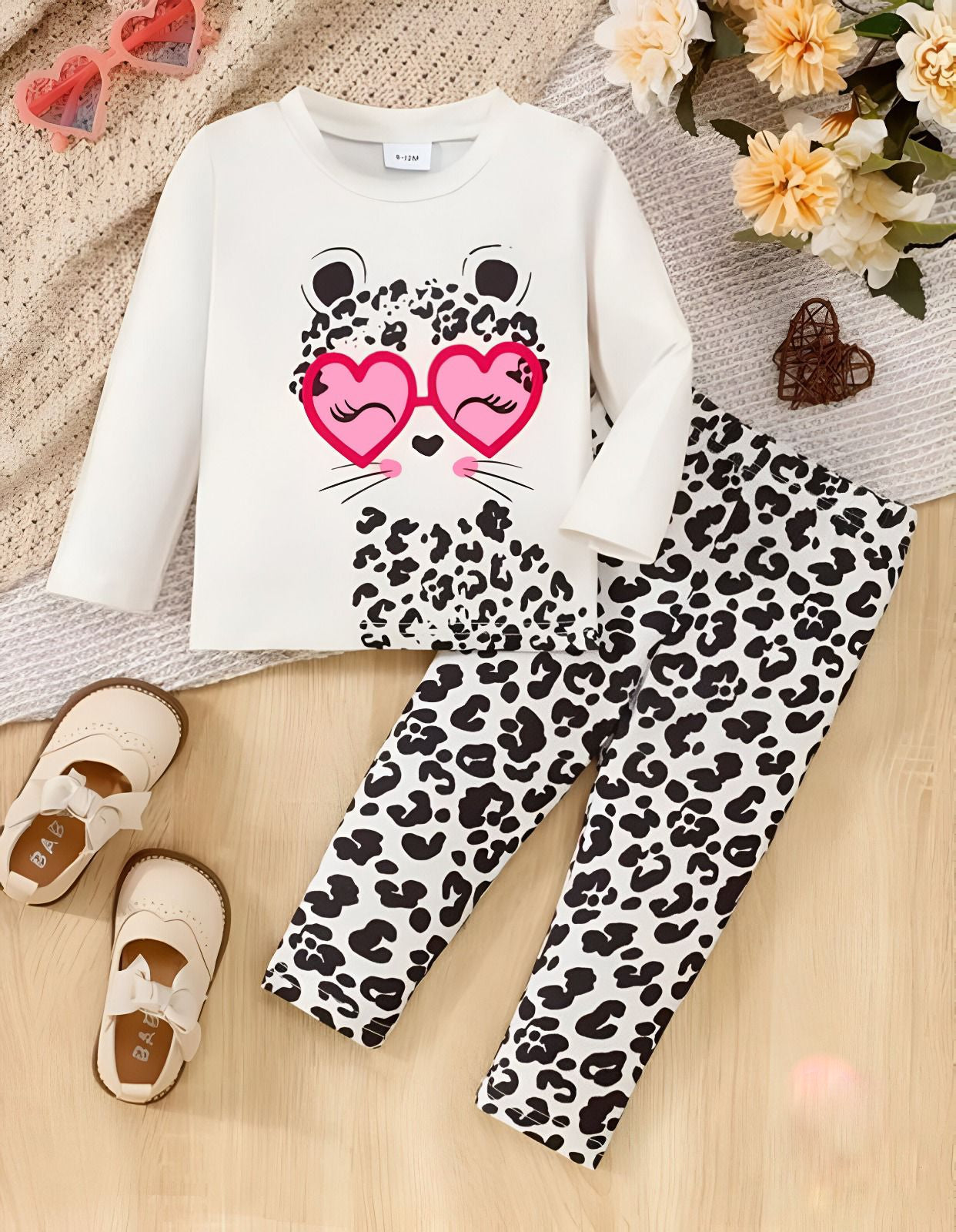 White with Pink Glasses Suit For Baby Girl