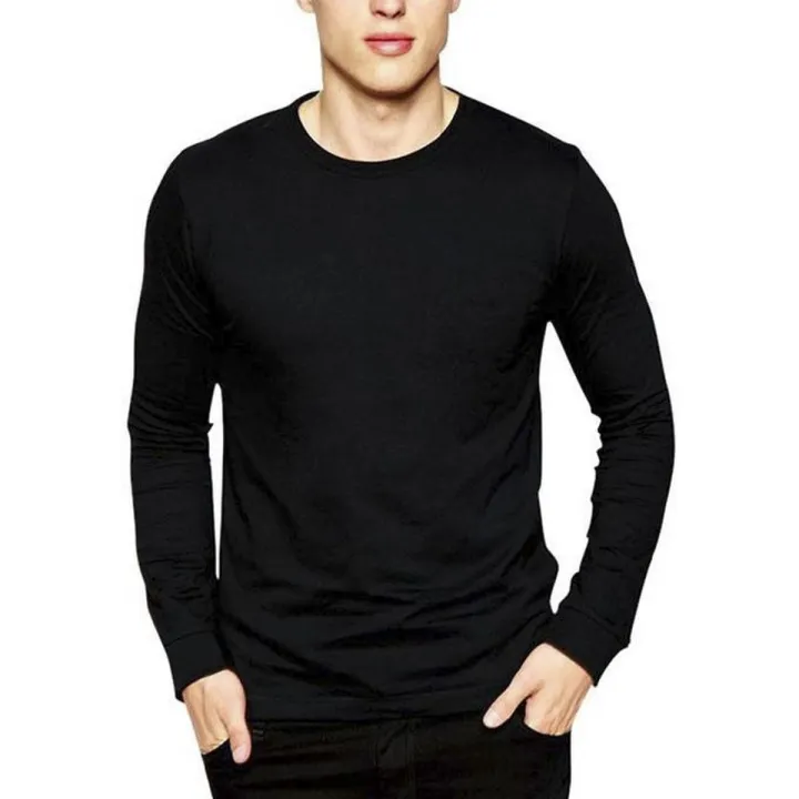 Black Round Neck Full Sleeve T-shirt