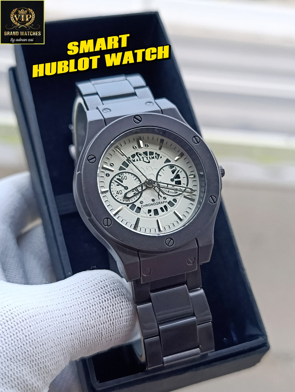 Smart Time Chronograph White Cool Dial Watch For Men