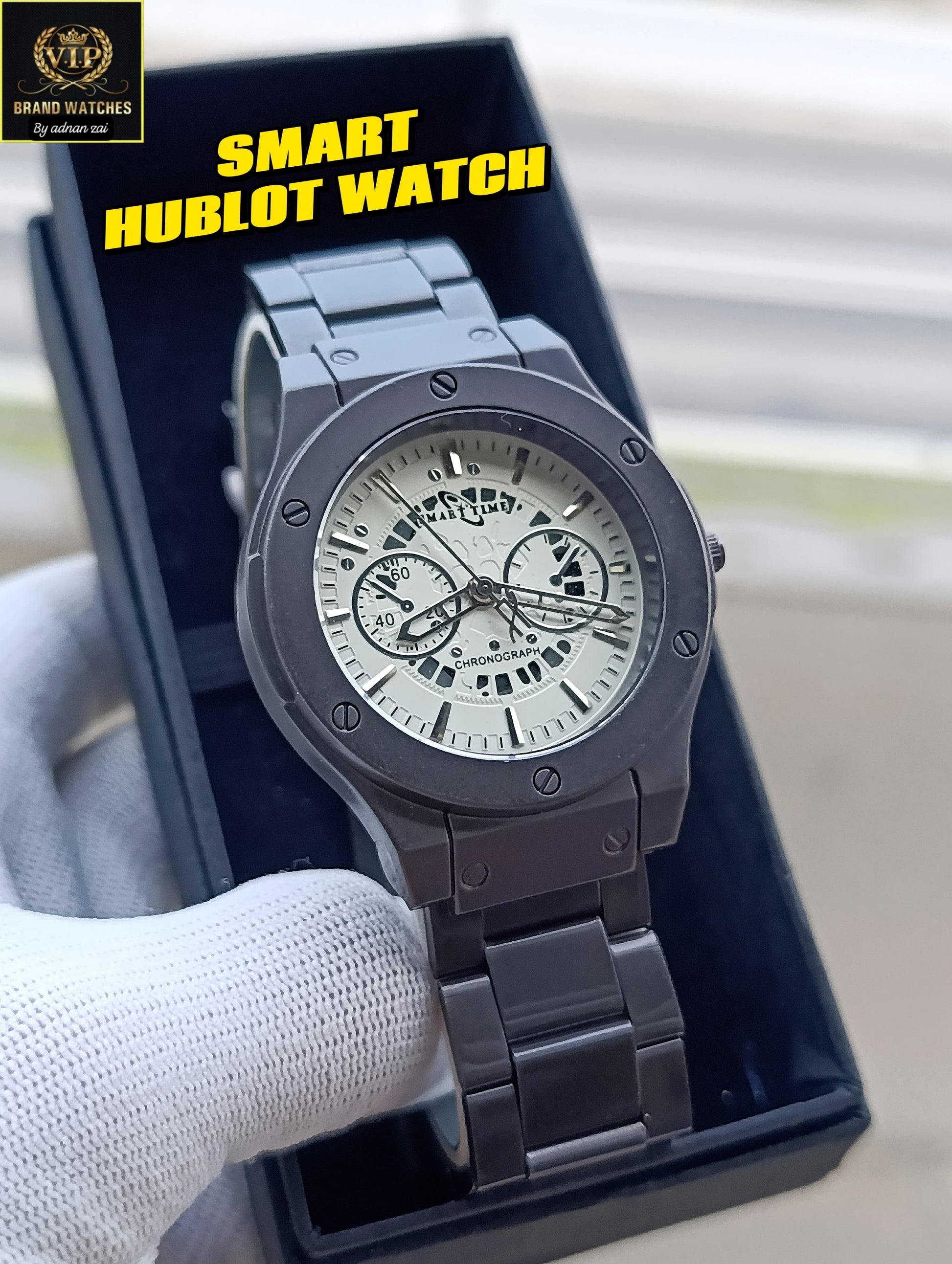 Smart Time Chronograph White Cool Dial Watch For Men