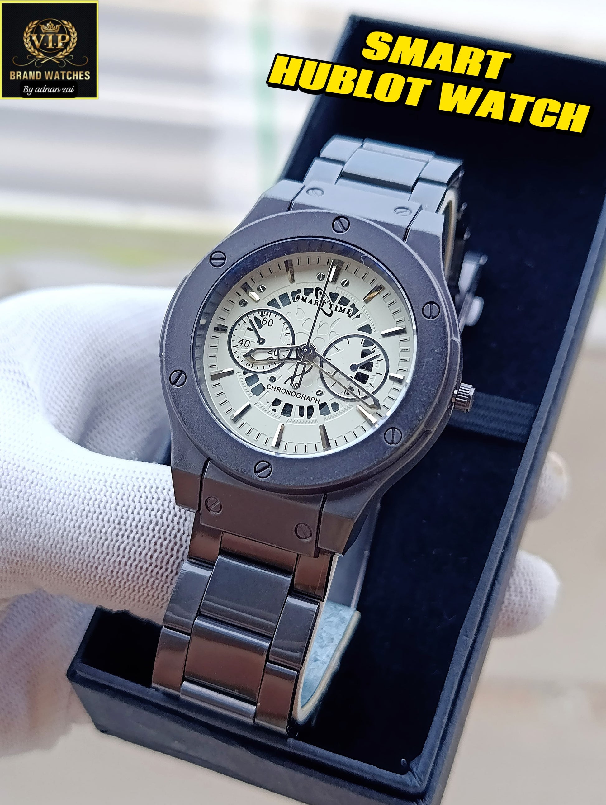 Smart Time Chronograph White Cool Dial Watch For Men