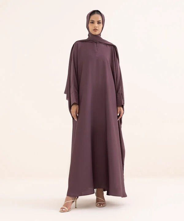 Purple Embroidered Kaftan Abaya Set