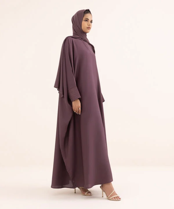 Purple Embroidered Kaftan Abaya Set