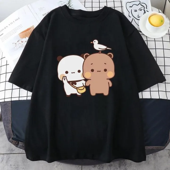 Black Round Neck Half Sleeves Teddy T-shirt For Women