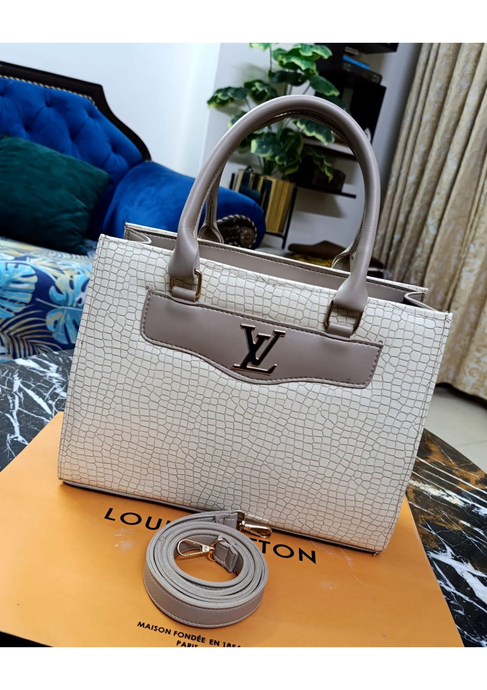 Branded Louis Vuitton Grey Tote Hand Bag