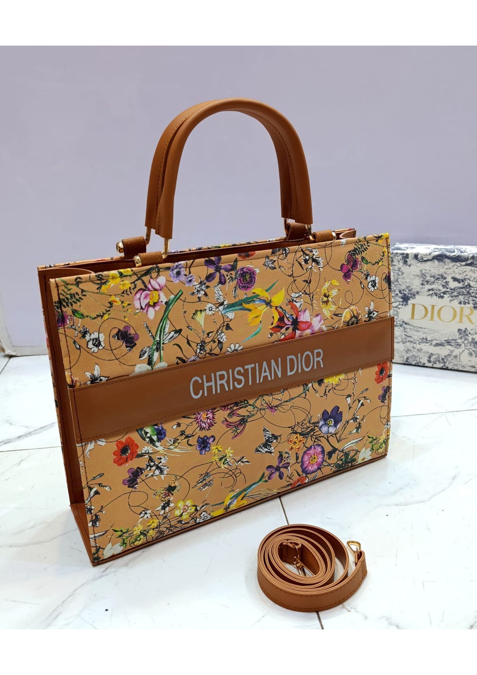 Branded Christian Dior Beige Tote Hand Bag
