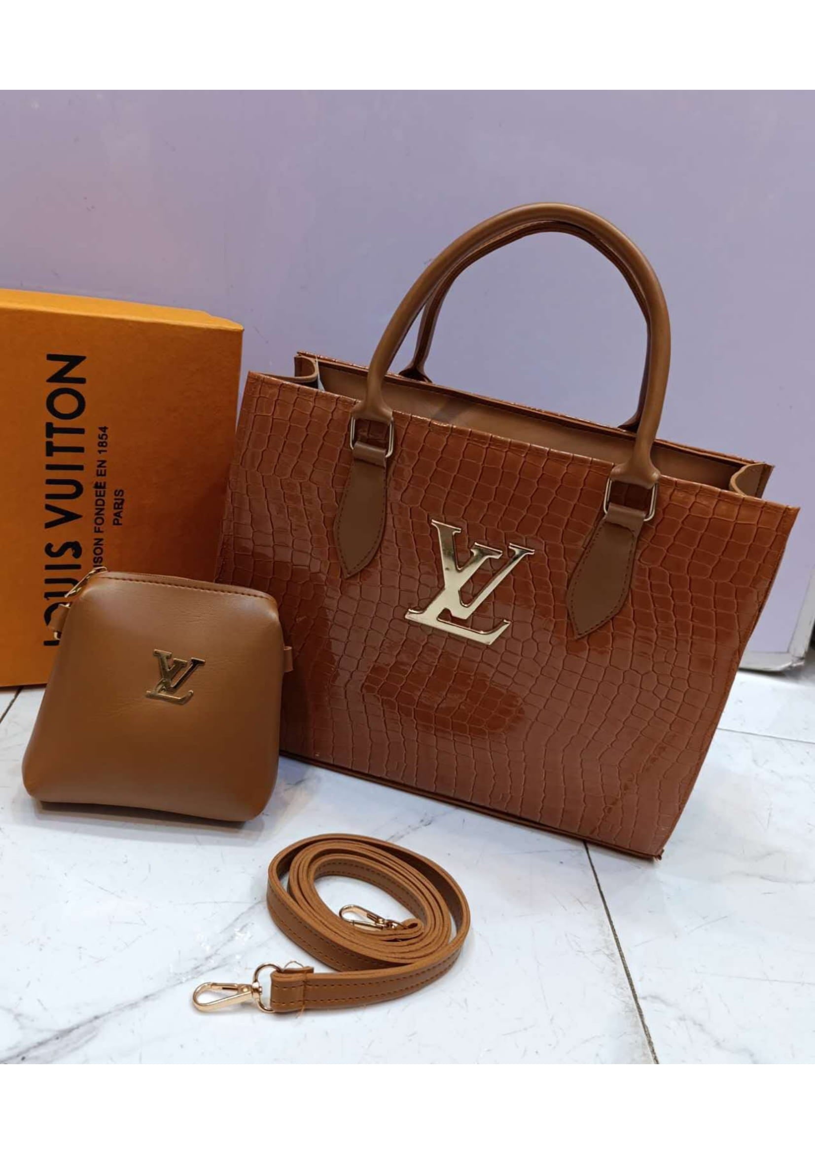 Branded Louis Vuitton Coffee Tote Hand Bag With Pouch
