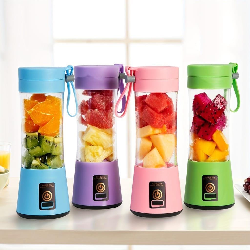 USB Rechargeable Juicer Blender 6 Blades Electric Blender Mini Portable Personal Size Juicer Cup USB Rechargeable Mixer 380ml Food Grade Water Bottle Portable Fruit Juicer Machine