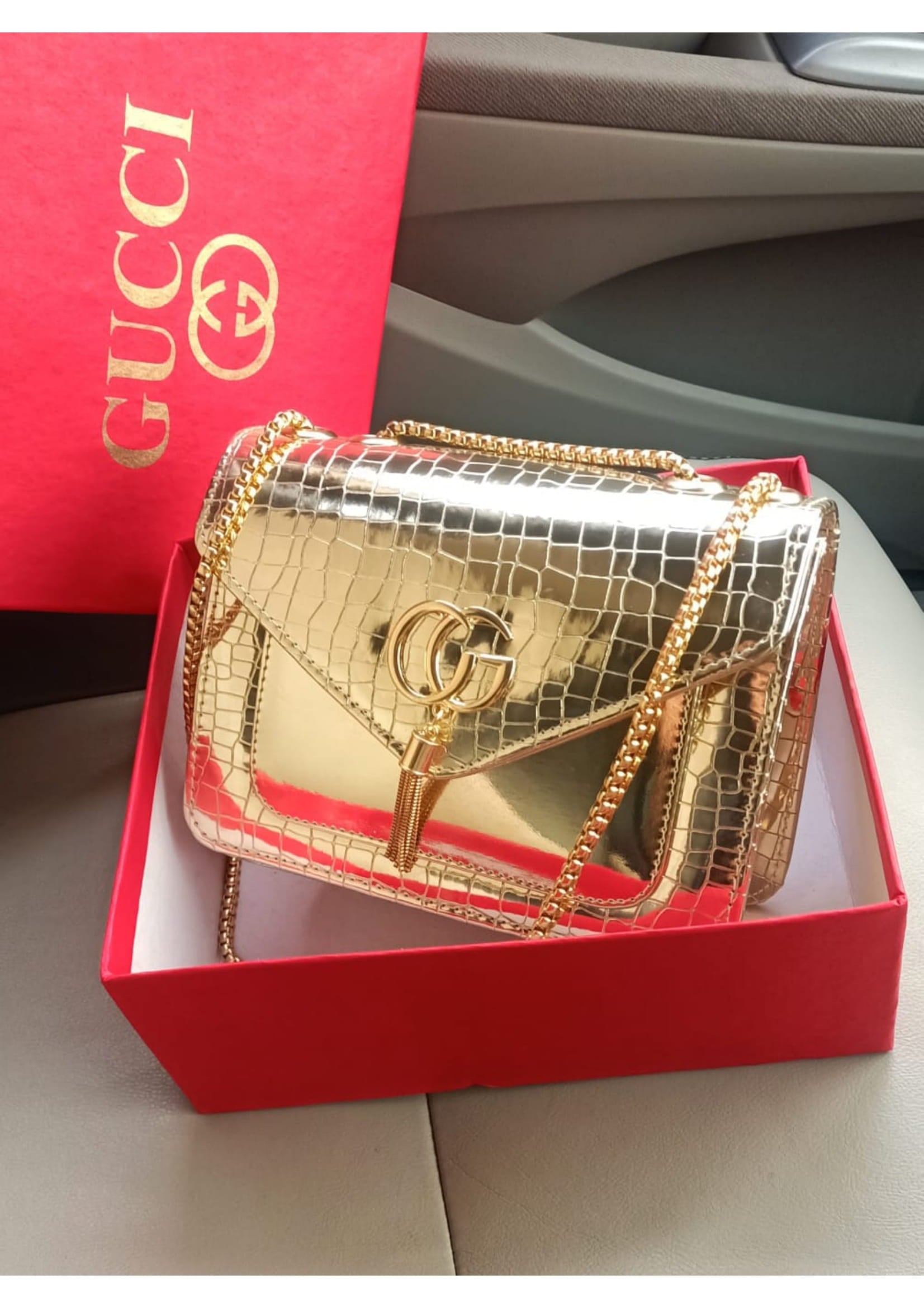 Premium Gucci Gold Crossbody Bag