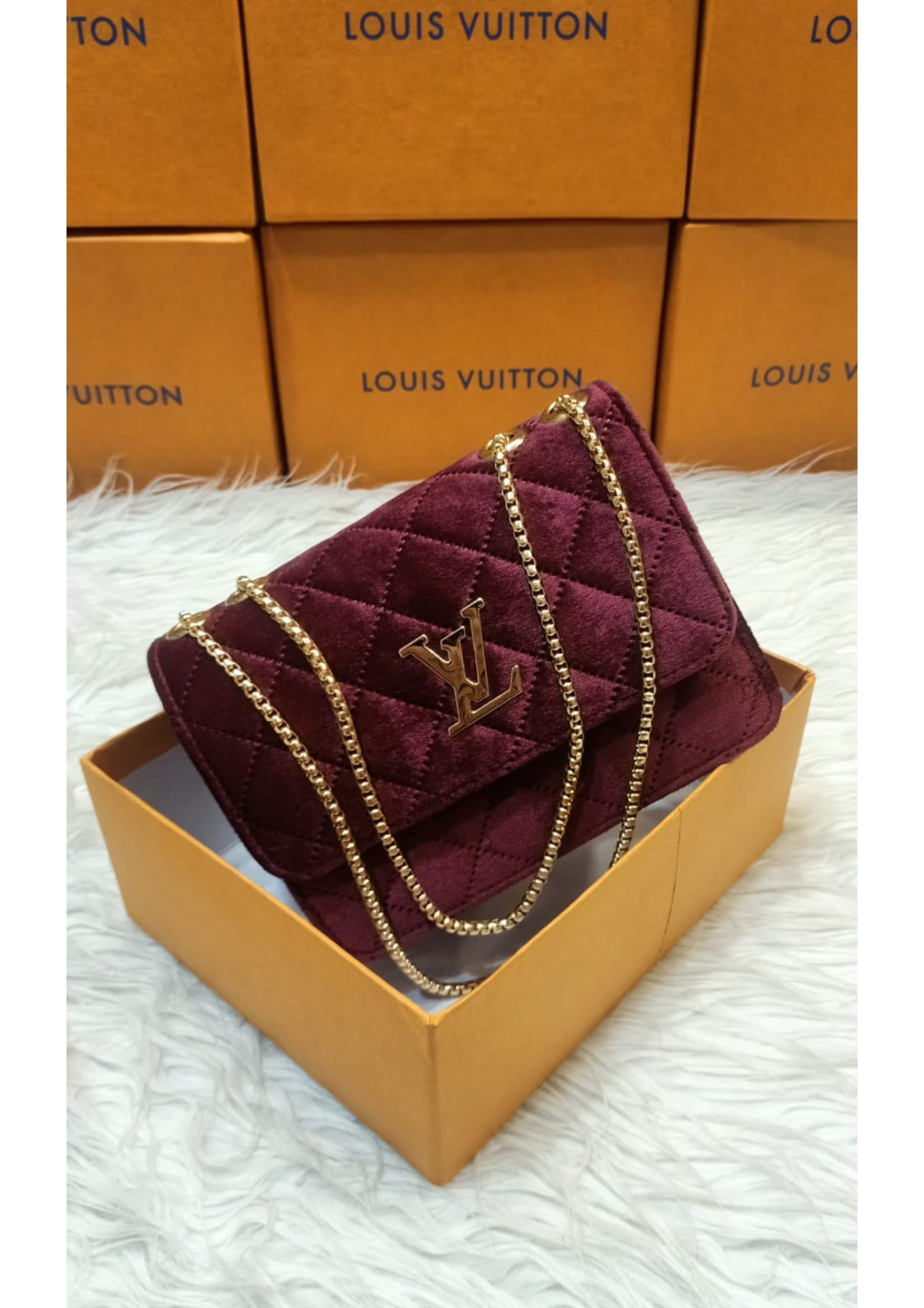 Premium LV Stylish Maroon Crossbody Bag