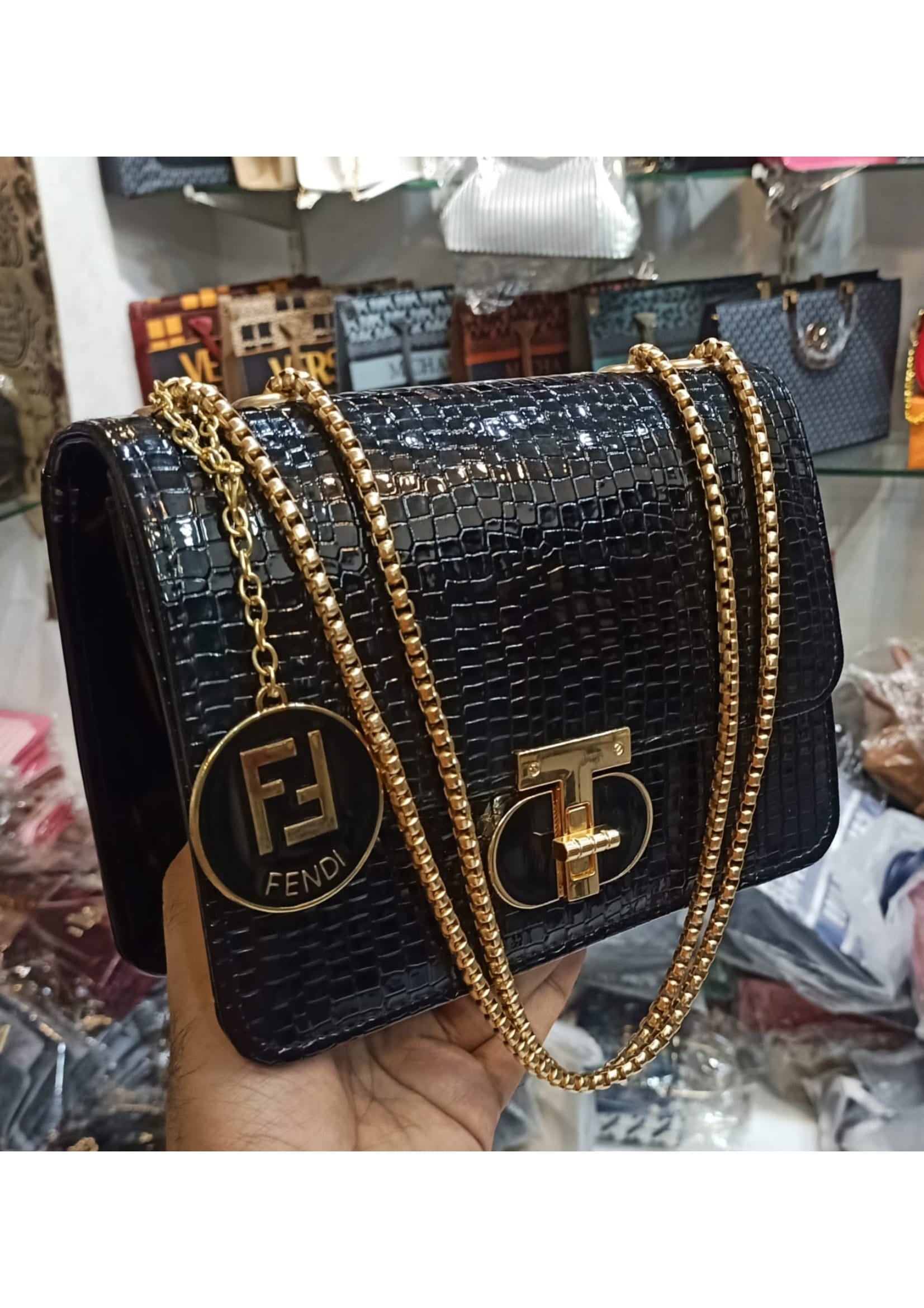 Premium Fendi Stylish Black Crossbody Bag