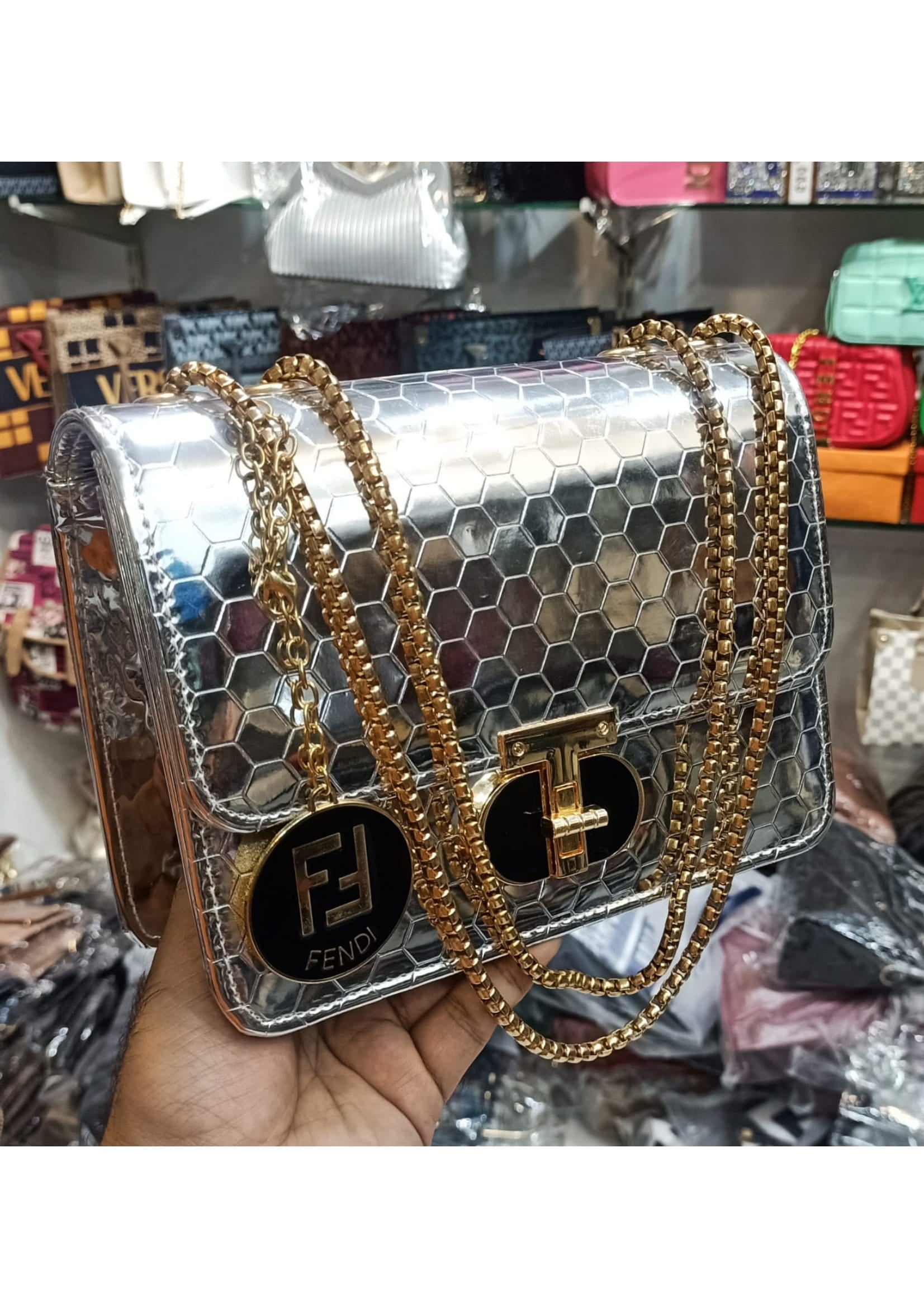 Premium Fendi Stylish Sliver Crossbody Bag