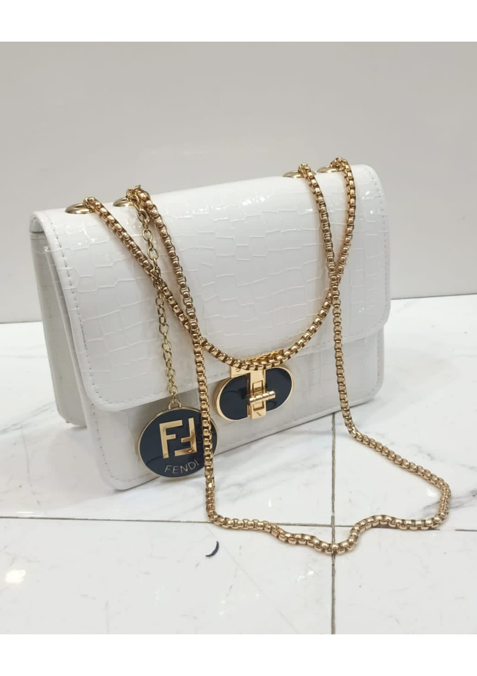 Premium Fendi Stylish White Crossbody Bag