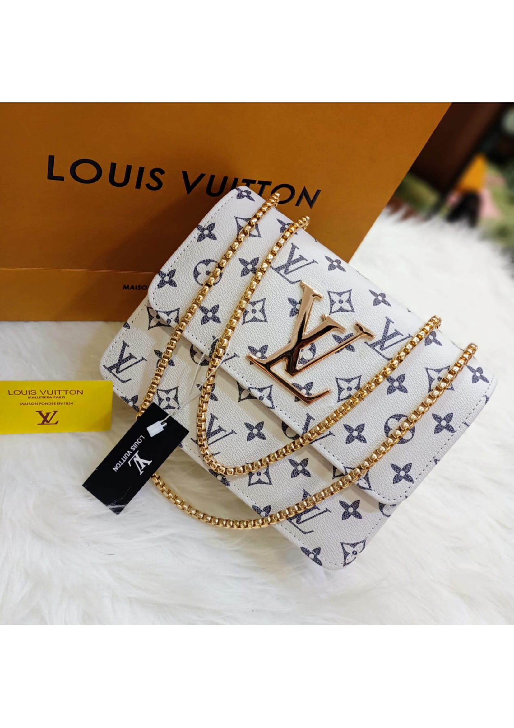 Premium LV Stylish Whitee Crossbody Bag