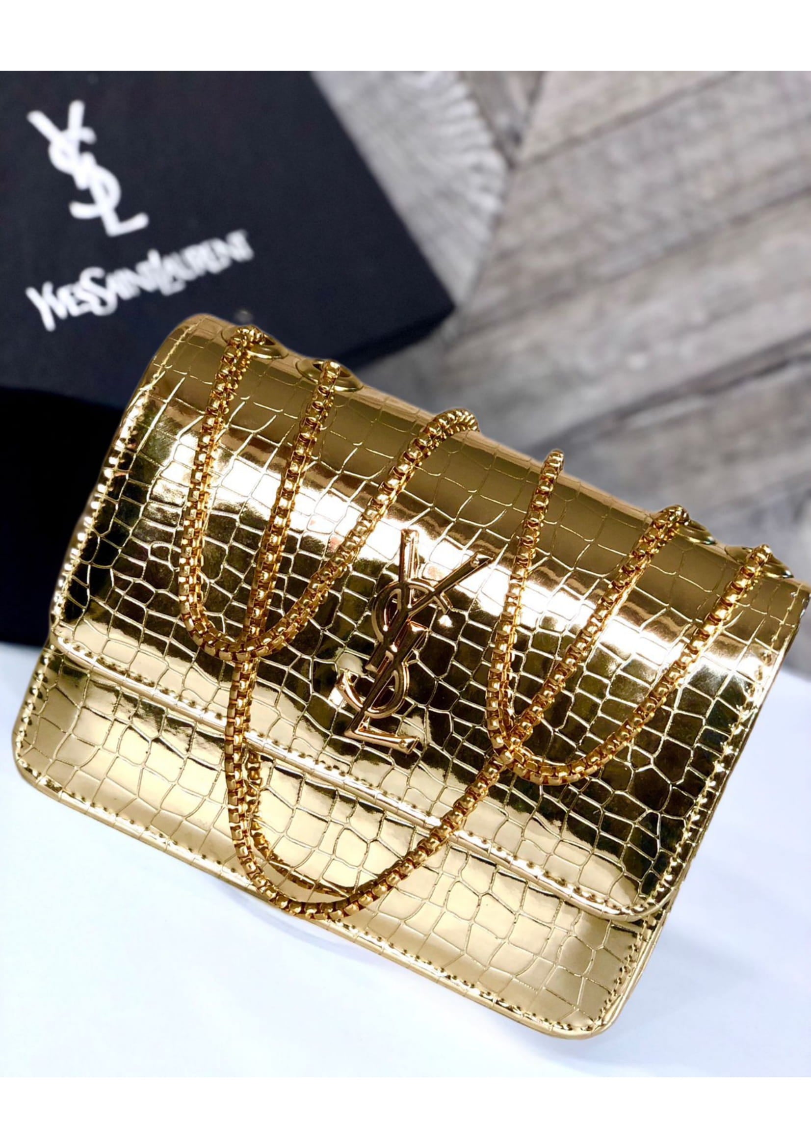 Premium YSL Stylish Gold Crossbody Bag
