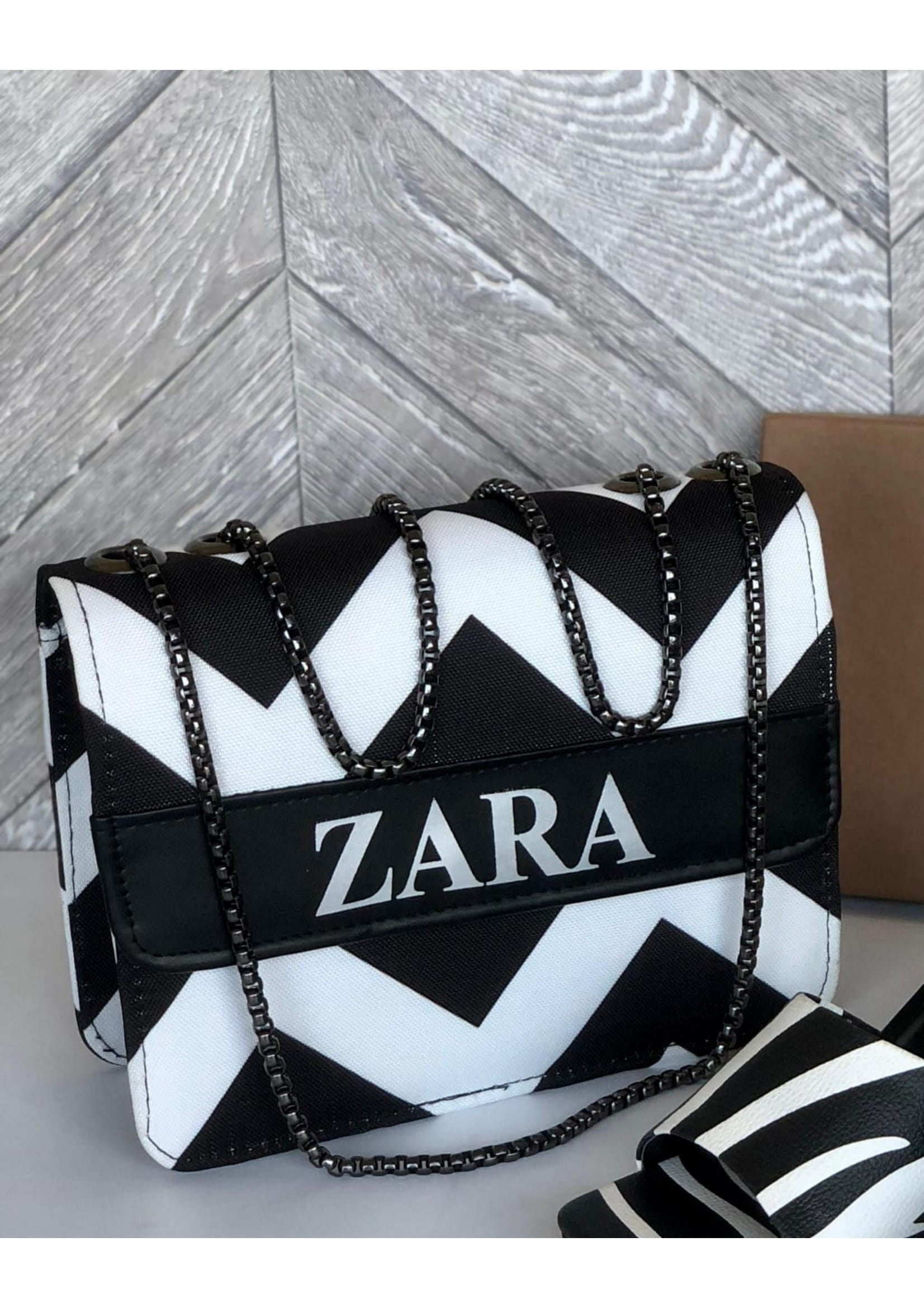 Premium Zara Stylish Black & White  Crossbody Bag