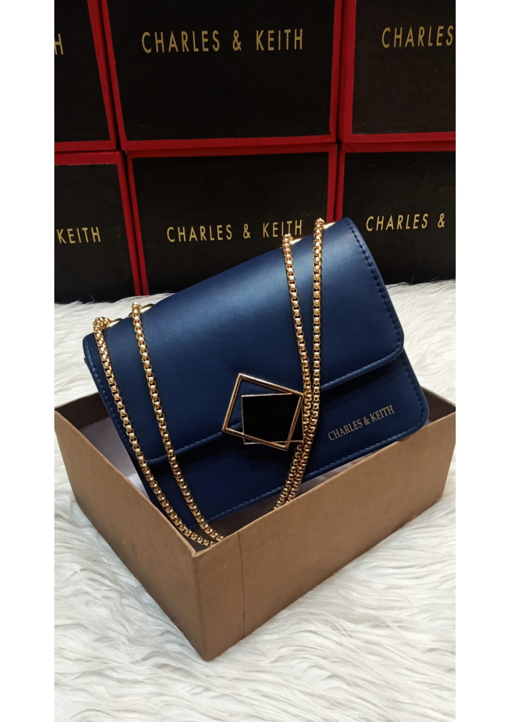 Premium Charles & Keith Stylish Blue Crossbody Bag