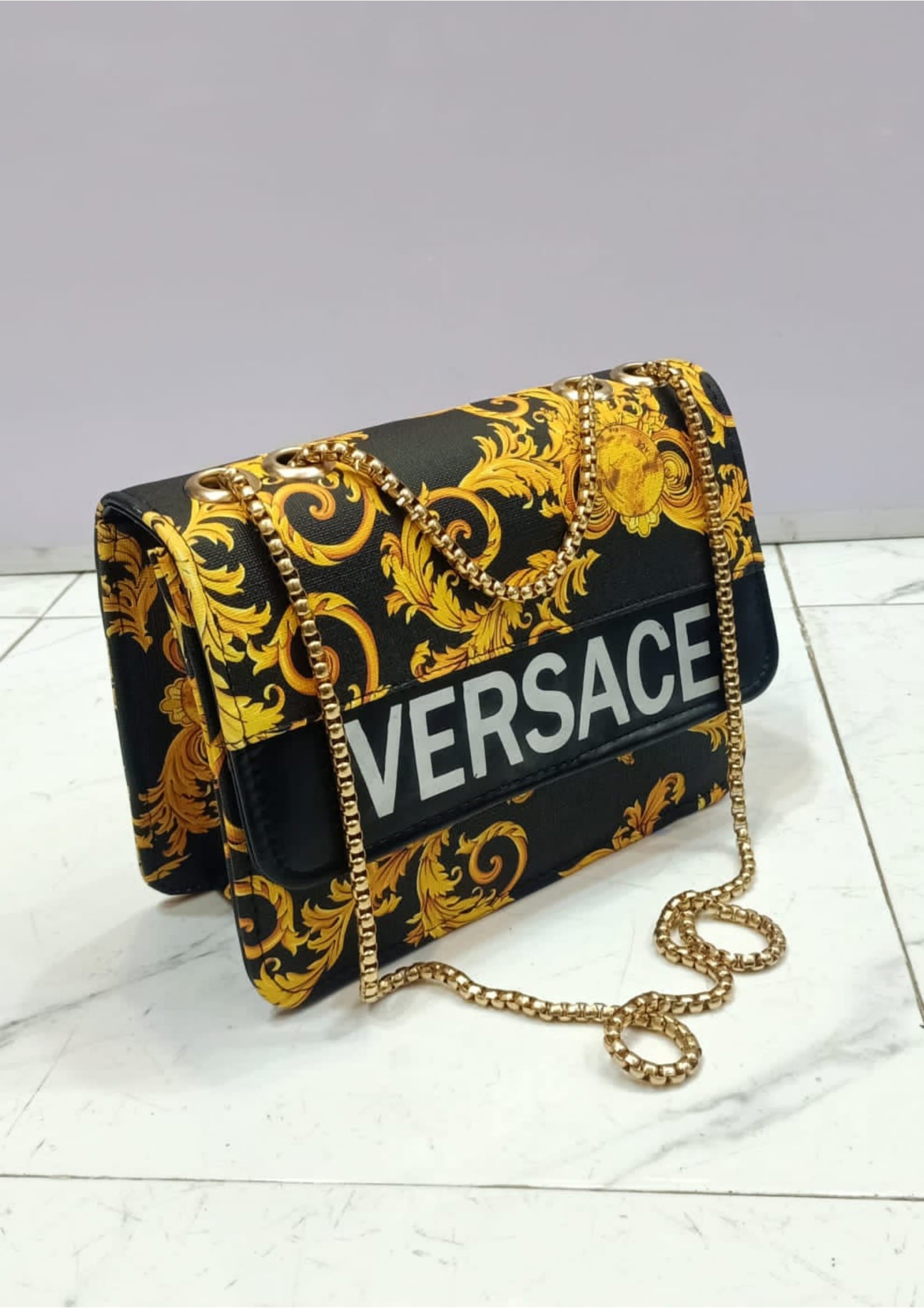 Premium VERSACE Stylish Black Crossbody Bag