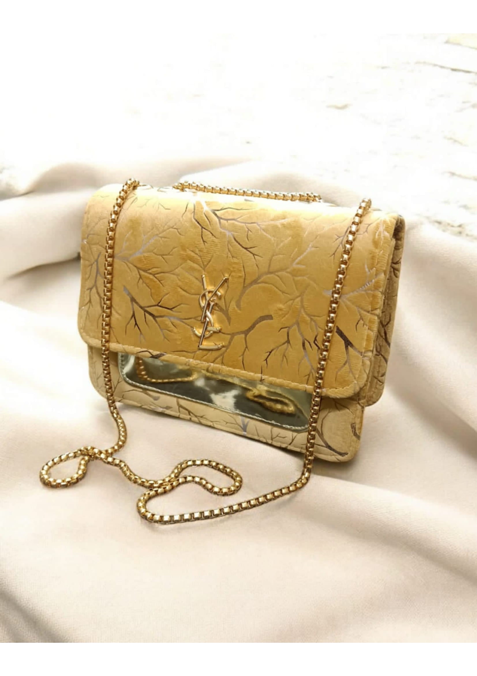 Premium YSL Stylish Goldish Crossbody Bag