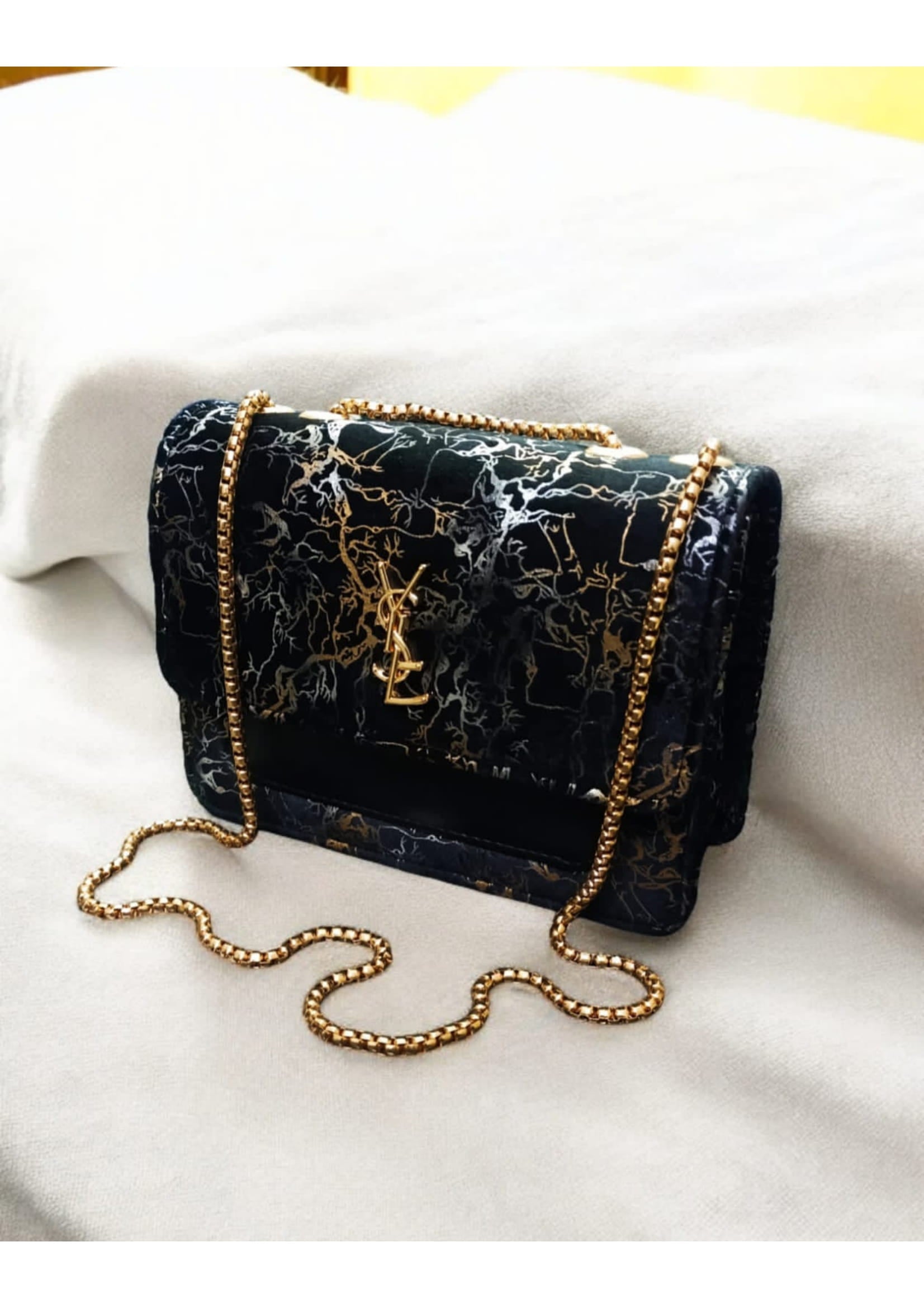 Premium YSL Stylish Black SIl Crossbody Bag