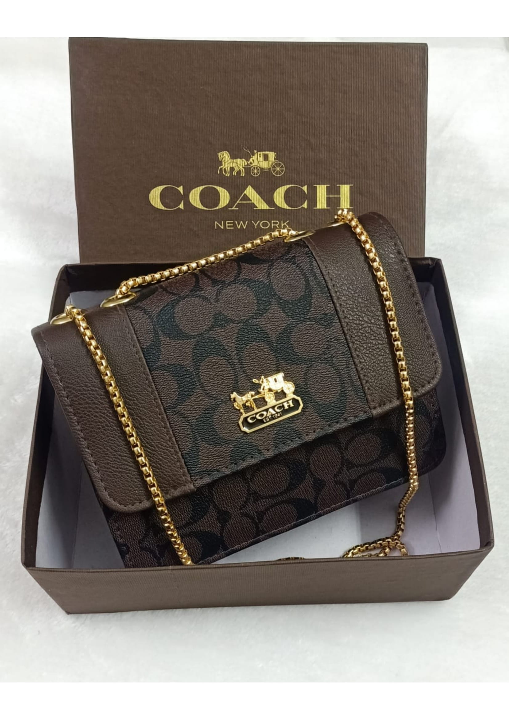 Premium COACH Stylish Brown Crossbody Bag