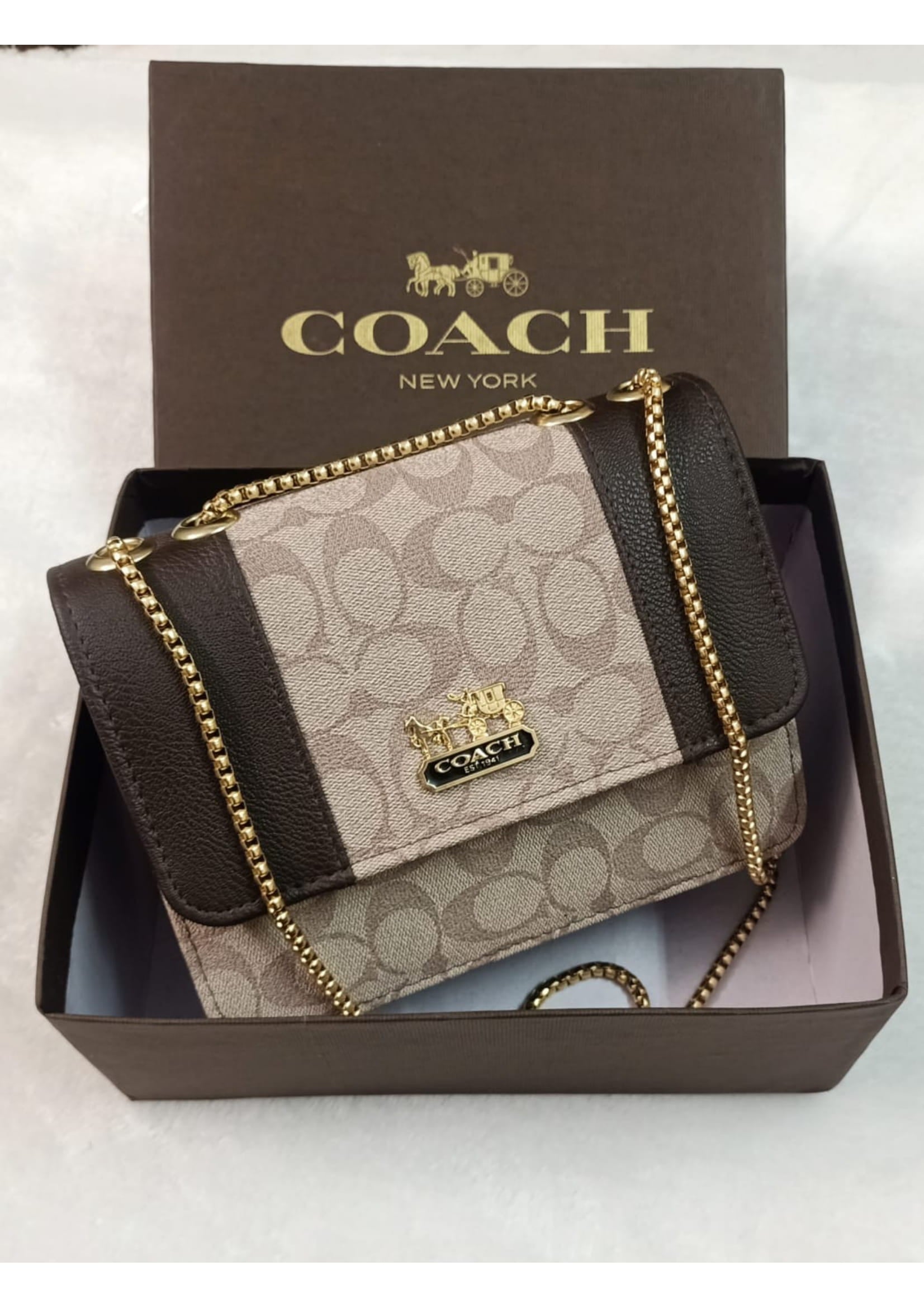 Premium COACH Stylish Grey Crossbody Bag
