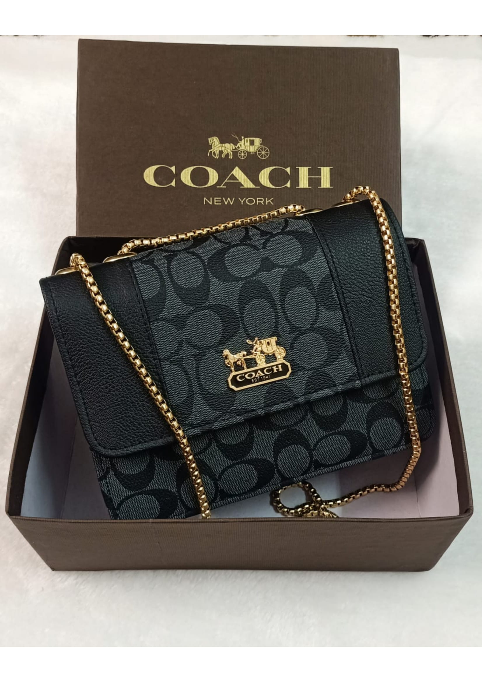 Premium COACH Stylish Black Crossbody Bag