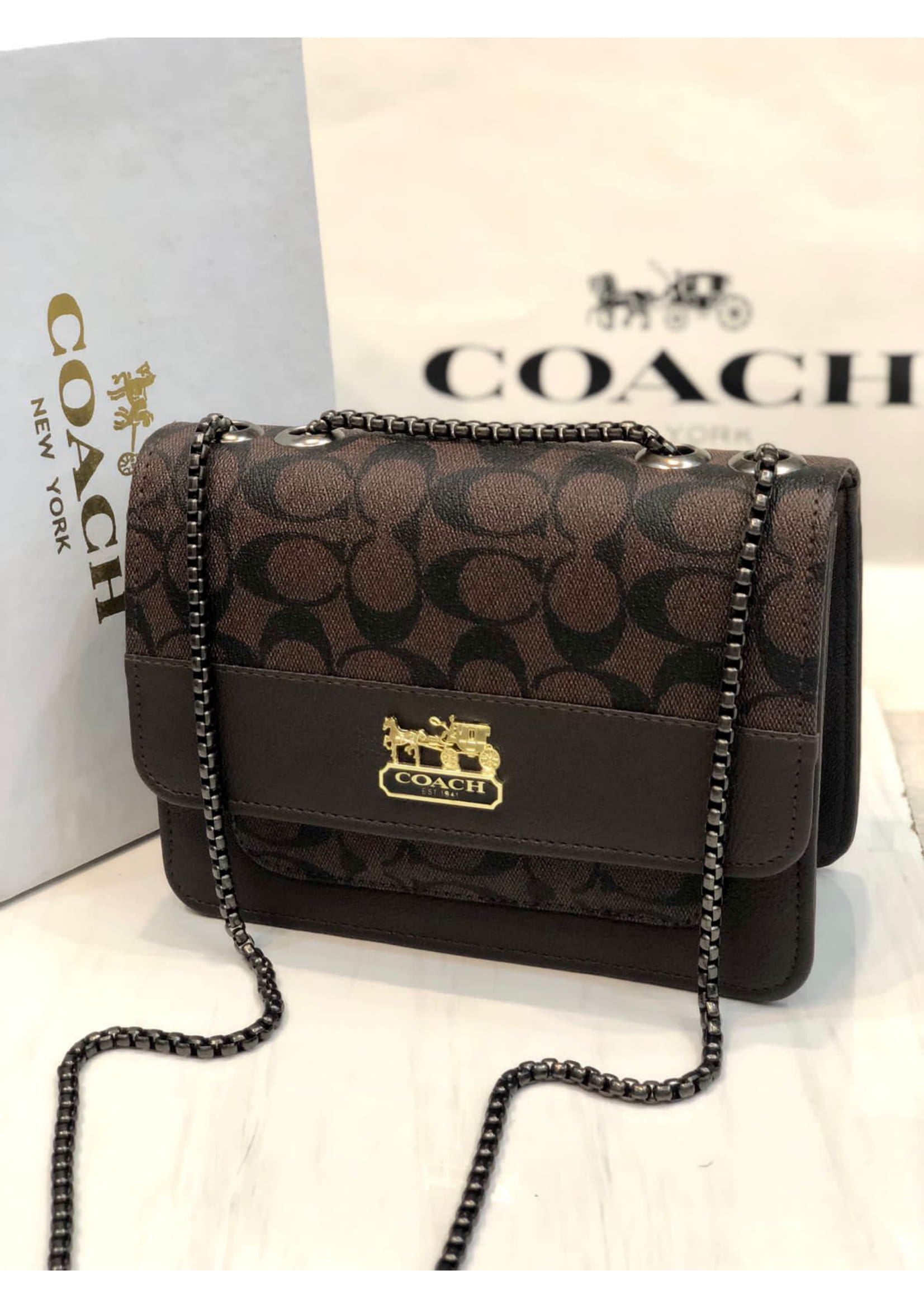 Premium COACH Stylish Brownish Crossbody Bag
