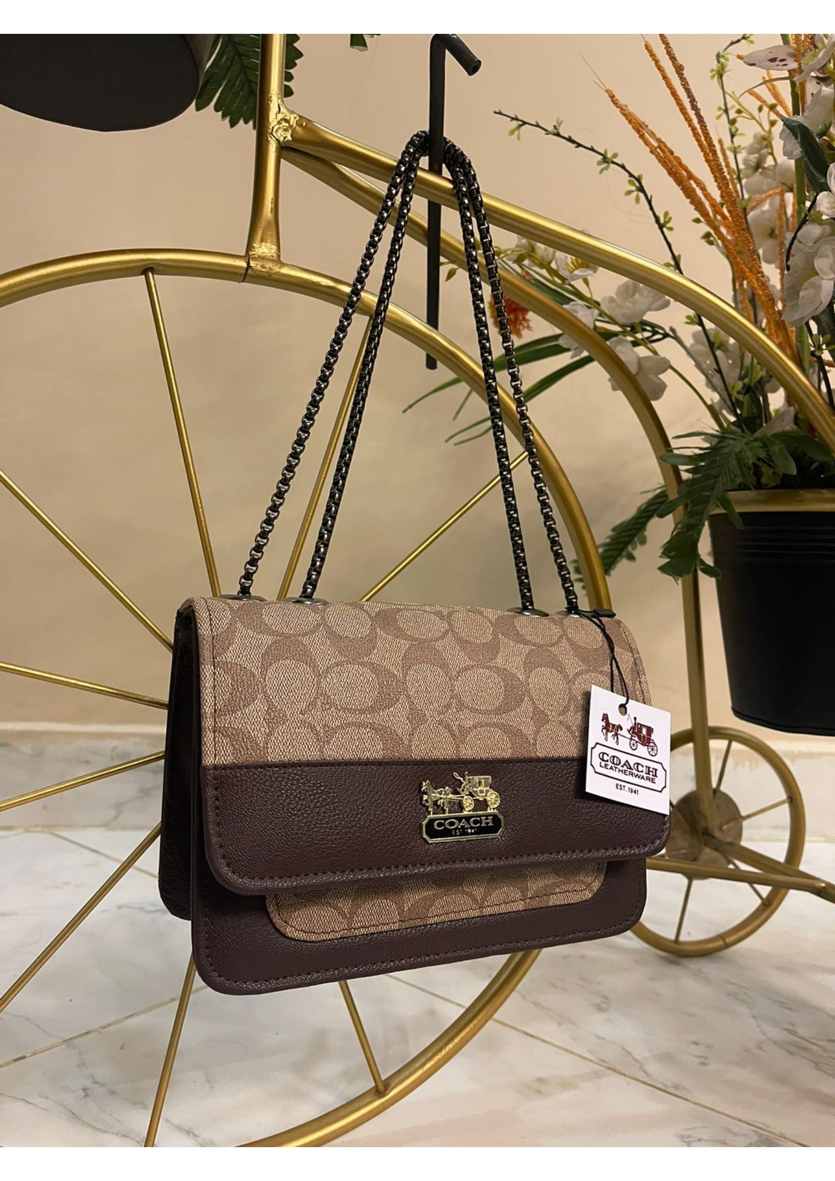 Premium COACH Stylish Beige Crossbody Bag