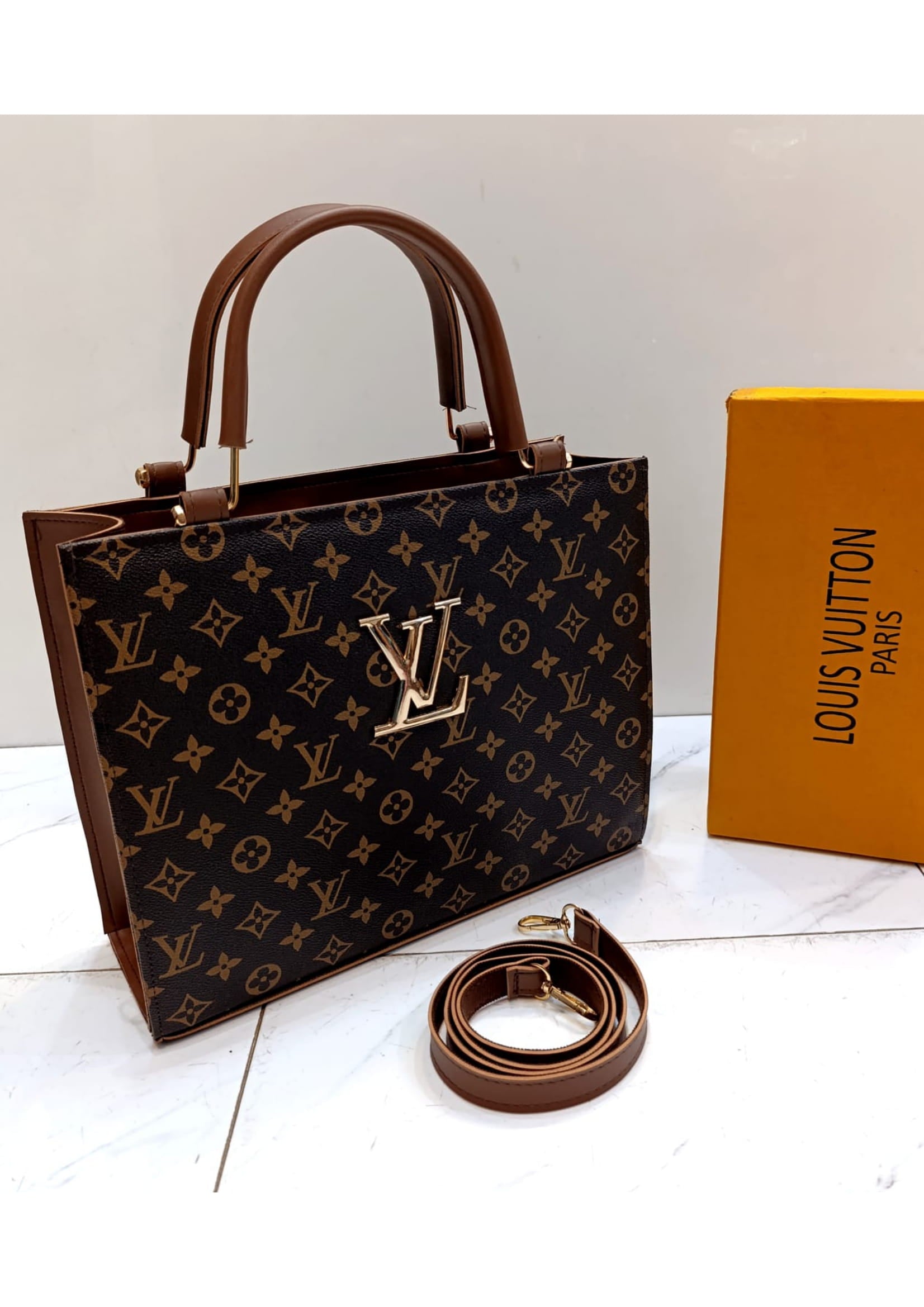 Premium LOUIS VUTTION Stylish Black Brown Hand Bag