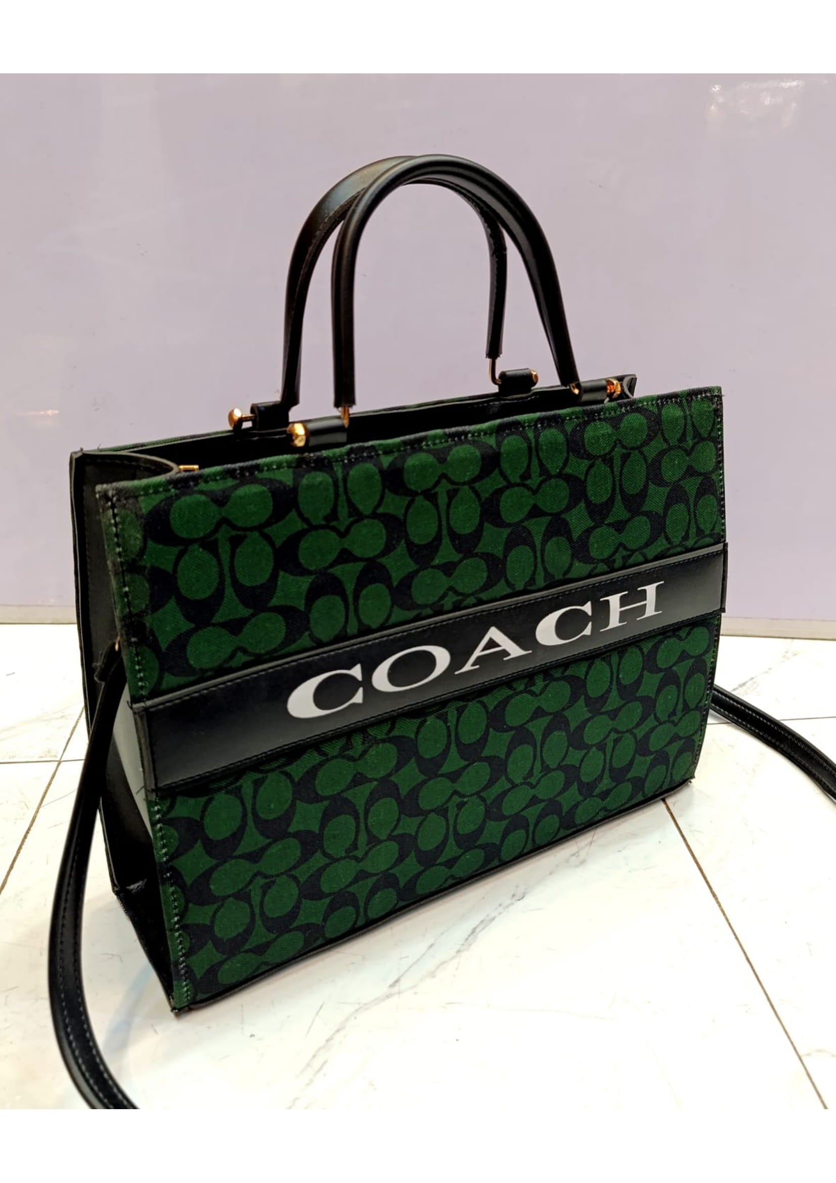 Premium COACH Stylish Green Hand Bag