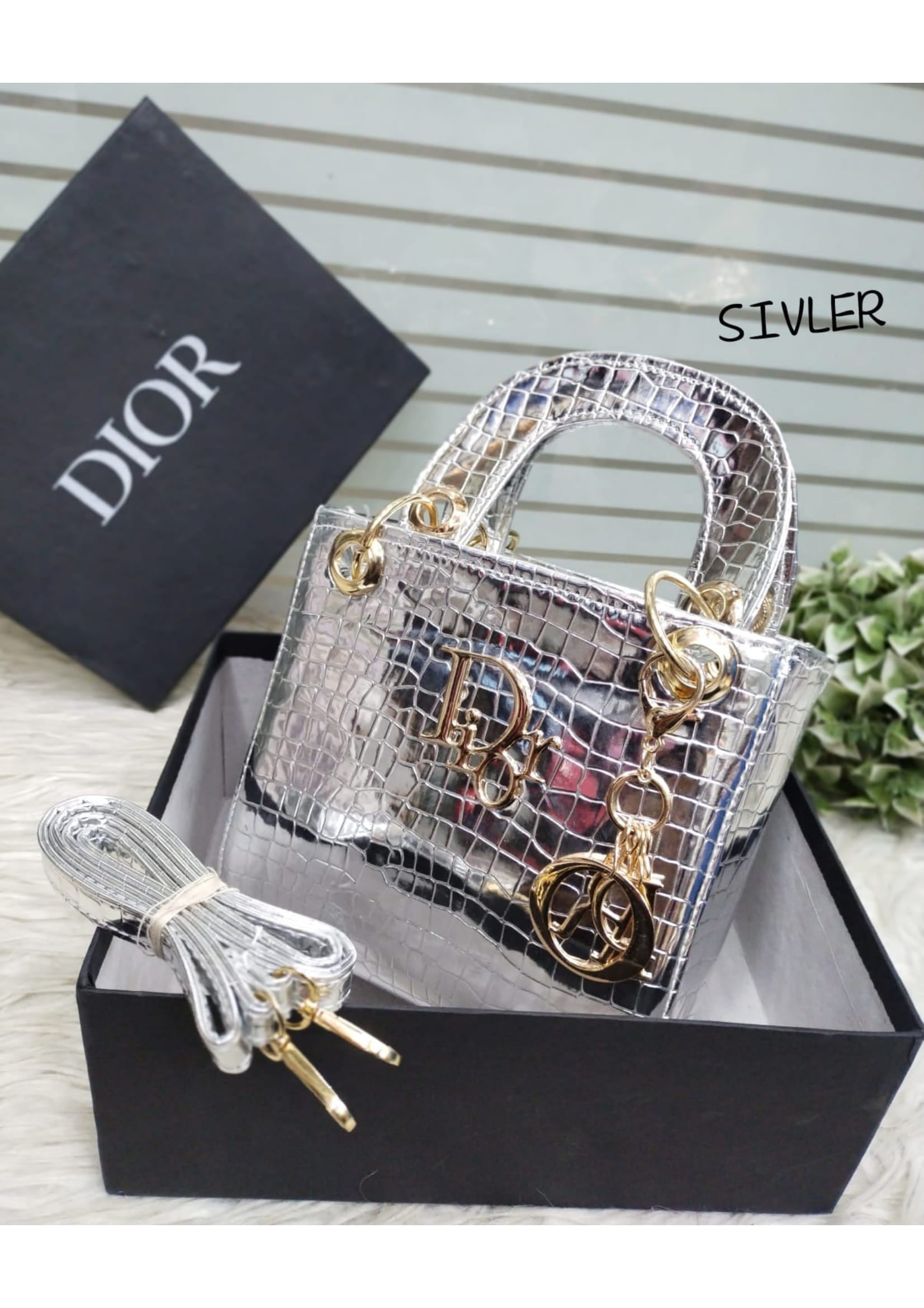 Premium DIOR Stylish Silver Hand Bag